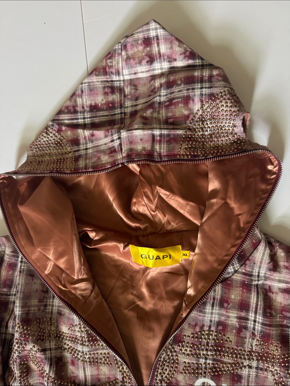 GUAPI RUSTY SKELETON HALF ZIP HOODIE RED - Picture 4 of 7